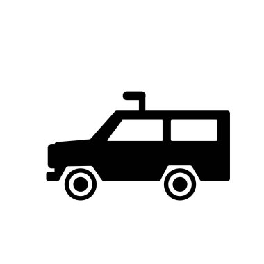 Zırhlı araç simgesi. Ordu ve savaş koleksiyonundan beyaz arka plan üzerinde trendy zırhlı araç logosu kavramı. Web uygulamaları, mobil uygulamalar ve basılı medya kullanım için uygundur..