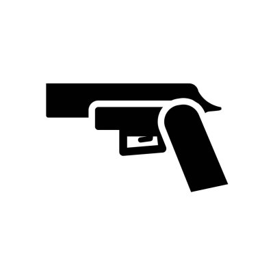 Silah simgesi. Ordu ve savaş koleksiyonundan beyaz arka plan üzerinde moda silah logo kavramı. Web uygulamaları, mobil uygulamalar ve basılı medya kullanım için uygundur..