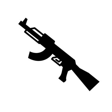 Kalaşnikof simgesi. Ordu ve savaş koleksiyonundan beyaz arka plan üzerinde popüler Kalaşnikof logo kavramı. Web uygulamaları, mobil uygulamalar ve basılı medya kullanım için uygundur..