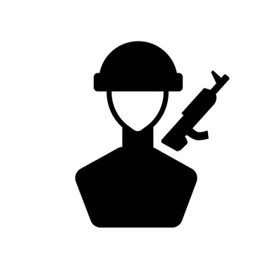 Asker ve silah simgesi. Trendy asker ve silah logo kavramı ordu ve savaş koleksiyonundan beyaz arka plan üzerinde. Web uygulamaları, mobil uygulamalar ve basılı medya kullanım için uygundur..