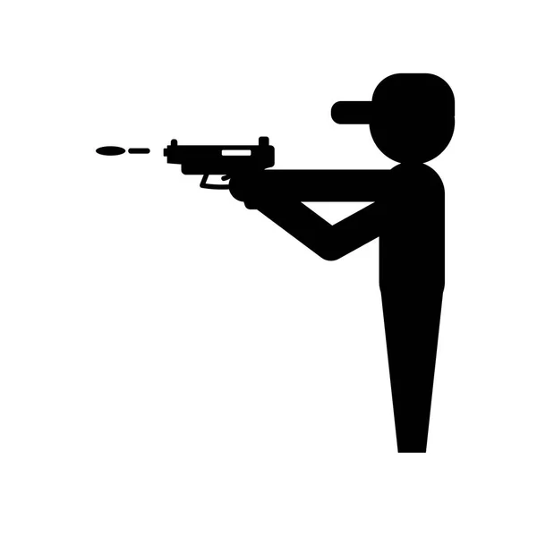 銃射撃のアイコン トレンディな銃は軍と戦争のコレクションから白い背景のロゴのコンセプトを撮影します Web アプリ 携帯アプリ 印刷媒体での使用に適しています — ストックベクタ