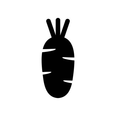 Daikon simgesi. Meyve ve sebze koleksiyonundan beyaz arka plan üzerinde trendy Daikon logo kavramı. Web uygulamaları, mobil uygulamalar ve basılı medya kullanım için uygundur..