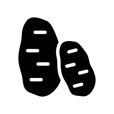 Patates simgesi. Meyve ve sebze koleksiyonundan beyaz arka plan üzerinde trendy patates logo kavramı. Web uygulamaları, mobil uygulamalar ve basılı medya kullanım için uygundur..