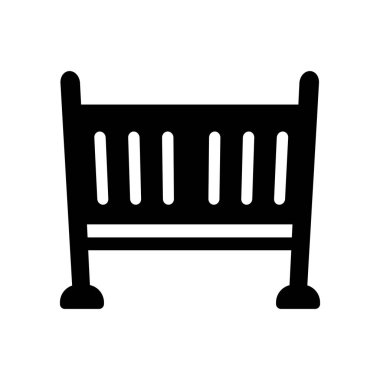 Beşik simgesi. Mobilya ve ev koleksiyonundan beyaz arka plan üzerinde moda beşik logo kavramı. Web uygulamaları, mobil uygulamalar ve basılı medya kullanım için uygundur..