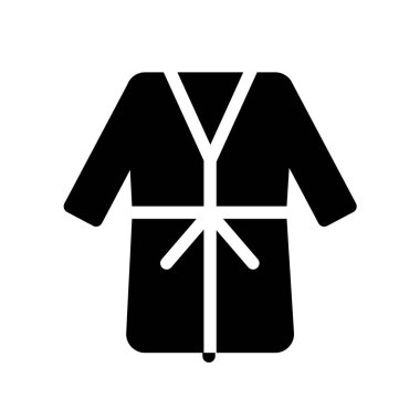 Bornoz simgesi. Otel ve restoran koleksiyonundan beyaz arka plan üzerinde trendy bornoz logo kavramı. Web uygulamaları, mobil uygulamalar ve basılı medya kullanım için uygundur..