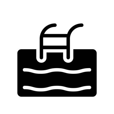 Havuzu simgesi. Otel ve restoran koleksiyonundan beyaz arka plan üzerinde trendy havuzu logo kavramı. Web uygulamaları, mobil uygulamalar ve basılı medya kullanım için uygundur..