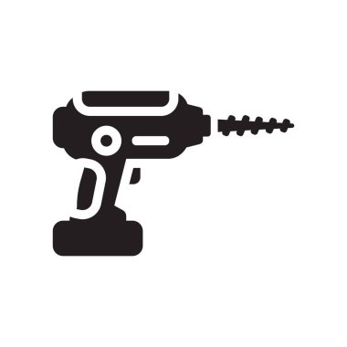Delme makinesi simgesi. Trendy delme makinesi logo konsepti sanayi koleksiyonundan beyaz arka plan üzerinde. Web uygulamaları, mobil uygulamalar ve basılı medya kullanım için uygundur..
