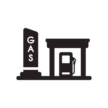 Benzin istasyonu simgesi. Trendy benzin istasyonu logo kavramı sanayi koleksiyonundan beyaz arka plan üzerinde. Web uygulamaları, mobil uygulamalar ve basılı medya kullanım için uygundur..