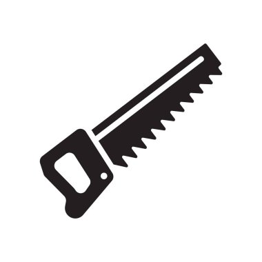 Simge gördüm. Trendy testere logo kavramı sanayi koleksiyonundan beyaz arka plan üzerinde. Web uygulamaları, mobil uygulamalar ve basılı medya kullanım için uygundur..