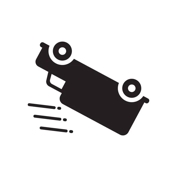 Gekanteld Auto Pictogram Trendy Overturned Logo Concept Auto Witte Achtergrond — Stockvector