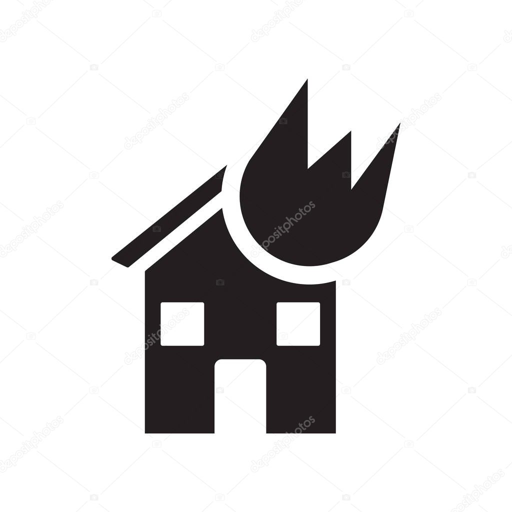 House on fire icon. Trendy House on fire logo concept on white background from Insurance collection. Suitable for use on web apps, mobile apps and print media.