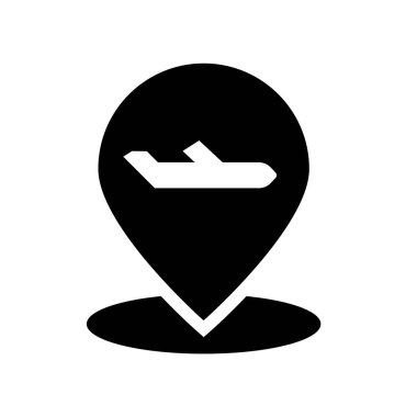 Havaalanı PIN simgesi. Trendy Havaalanı PIN logosu kavram haritaları ve konumları koleksiyonundan beyaz arka plan üzerinde. Web uygulamaları, mobil uygulamalar ve basılı medya kullanım için uygundur..