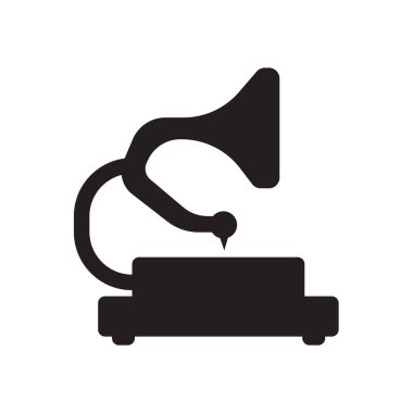 Gramofon simgesi. Trendy gramofon logo kavramı Müzesi koleksiyonundan beyaz arka plan üzerinde. Web uygulamaları, mobil uygulamalar ve basılı medya kullanım için uygundur..