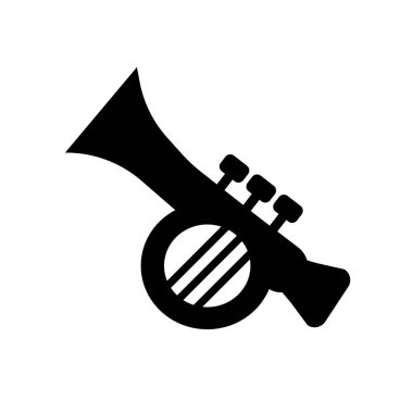 Trompet simgesi. Beyaz arka planda müzik koleksiyonundan trendy trompet logo kavramı. Web uygulamaları, mobil uygulamalar ve basılı medya kullanım için uygundur..