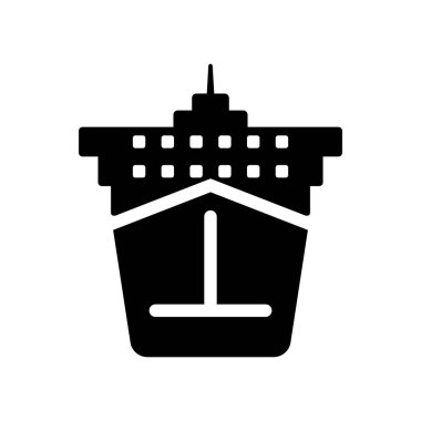 Kargo gemisi ön görünüm simgesi. Modaya uygun kargo gemisi ön görünüm logo kavramı deniz koleksiyonundan beyaz arka plan üzerinde. Web uygulamaları, mobil uygulamalar ve basılı medya kullanım için uygundur..