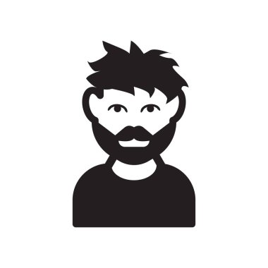 Sakal simgesi olan adam yüz. Trendy adam suratla sakal logo kavramı insanların koleksiyonundan beyaz arka plan üzerinde. Web uygulamaları, mobil uygulamalar ve basılı medya kullanım için uygundur..