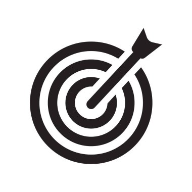 Bullseye hedef sembol simge ile. Trendy Bullseye verimlilik koleksiyonundan beyaz arka plan üzerinde hedef sembol logo konsepti ile. Web uygulamaları, mobil uygulamalar ve basılı medya kullanım için uygundur..