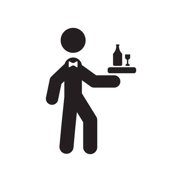 Icono Del Camarero Concepto Logotipo Moda Barman Sobre Fondo Blanco — Vector de stock