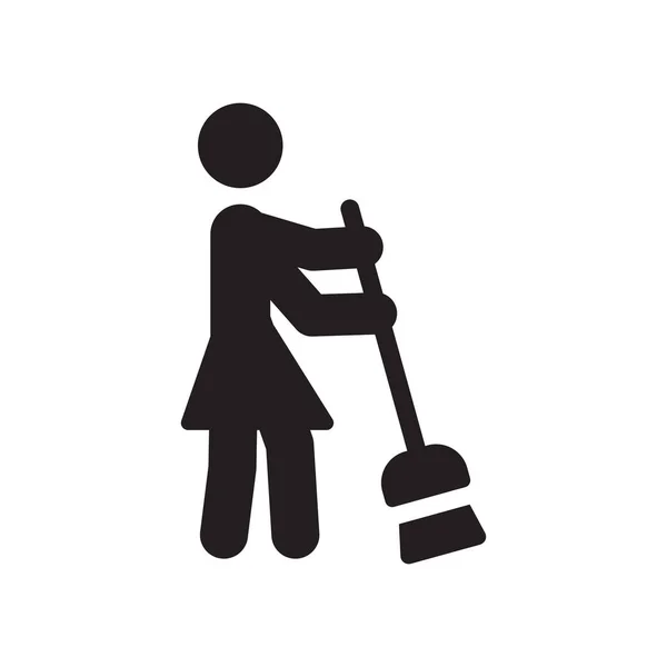 Icono Barrido Mujer Concepto Logotipo Trendy Woman Sweeping Sobre Fondo — Archivo Imágenes Vectoriales