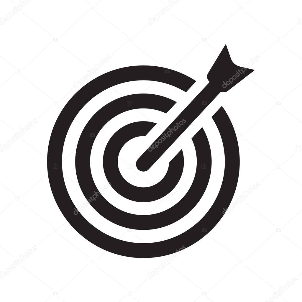 Bullseye with target symbol icon. Trendy Bullseye with target symbol logo concept on white background from Productivity collection. Suitable for use on web apps, mobile apps and print media.