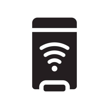 Akıllı çöp kutusu simgesi. Trendy akıllı çöp logo kavramı smarthome koleksiyonundan beyaz arka plan üzerinde. Web uygulamaları, mobil uygulamalar ve basılı medya kullanım için uygundur..