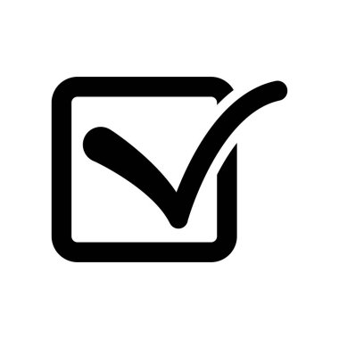 Onay kare simgesi. Kullanıcı arayüzü ve Web gezinti koleksiyonundan beyaz arka plan üzerinde trendy onay Meydanı logo kavramı. Web uygulamaları, mobil uygulamalar ve basılı medya kullanım için uygundur..