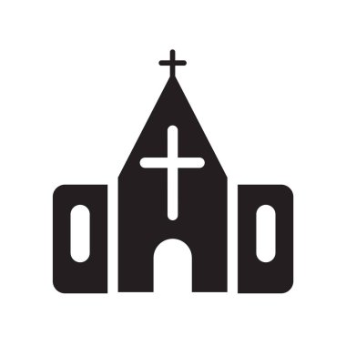 Chapel kutsal kişilerin resmi. Trendy Şapel logo kavramı kış koleksiyonundan beyaz arka plan üzerinde. Web uygulamaları, mobil uygulamalar ve basılı medya kullanım için uygundur..