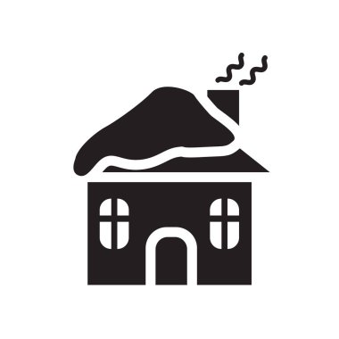 Kış kabin simgesi. Trendy kış kabin logosu kavramı kış koleksiyonundan beyaz arka plan üzerinde. Web uygulamaları, mobil uygulamalar ve basılı medya kullanım için uygundur..