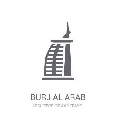 Burj al Arap simgesi. Trendy Burj al Arap logo kavramı mimarisi ve seyahat koleksiyonundan beyaz arka plan üzerinde. Web uygulamaları, mobil uygulamalar ve basılı medya kullanım için uygundur..