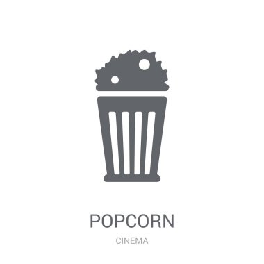 Patlamış mısır simgesi. Trendy patlamış mısır logo kavramı sinema koleksiyonundan beyaz arka plan üzerinde. Web uygulamaları, mobil uygulamalar ve basılı medya kullanım için uygundur..