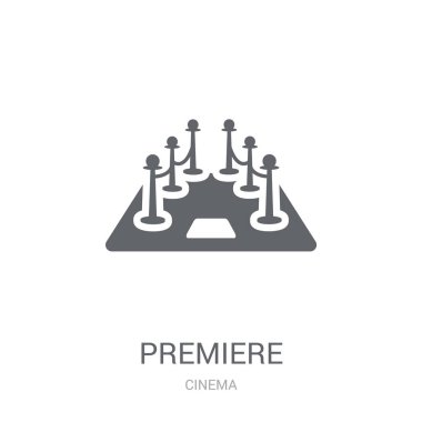Kutsal kişilerin resmi galası. Trendy prömiyeri logo kavramı sinema koleksiyonundan beyaz arka plan üzerinde. Web uygulamaları, mobil uygulamalar ve basılı medya kullanım için uygundur..