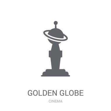 Altın Küre simgesi. Trendy altın küre logo kavramı sinema koleksiyonundan beyaz arka plan üzerinde. Web uygulamaları, mobil uygulamalar ve basılı medya kullanım için uygundur..
