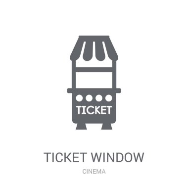 Bilet pencere simgesi. Modaya uygun bilet pencere logo kavramı sinema koleksiyonundan beyaz arka plan üzerinde. Web uygulamaları, mobil uygulamalar ve basılı medya kullanım için uygundur..