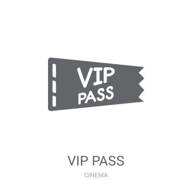 VIP geçişi simgesi. Modaya uygun VIP sinema koleksiyonundan beyaz arka plan üzerinde logo kavramı geçmek. Web uygulamaları, mobil uygulamalar ve basılı medya kullanım için uygundur..