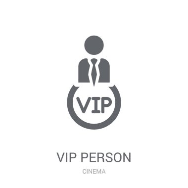 VIP kişi simgesi. Modaya uygun VIP kişi logo kavramı sinema koleksiyonundan beyaz arka plan üzerinde. Web uygulamaları, mobil uygulamalar ve basılı medya kullanım için uygundur..