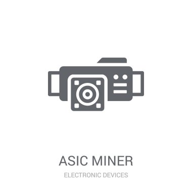 ASIC madenci simgesi. Trendy ASIC madenci logo kavramı elektronik cihazlar koleksiyonundan beyaz arka plan üzerinde. Web uygulamaları, mobil uygulamalar ve basılı medya kullanım için uygundur..