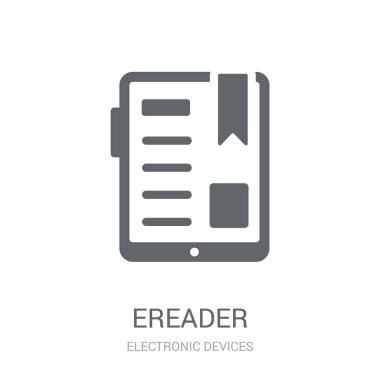 EReader simgesi. Trendy Ereader logo kavramı elektronik cihazlar koleksiyonundan beyaz arka plan üzerinde. Web uygulamaları, mobil uygulamalar ve basılı medya kullanım için uygundur..