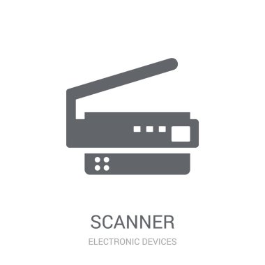 Tarayıcı simgesi. Trendy tarayıcı logo kavramı elektronik cihazlar koleksiyonundan beyaz arka plan üzerinde. Web uygulamaları, mobil uygulamalar ve basılı medya kullanım için uygundur..