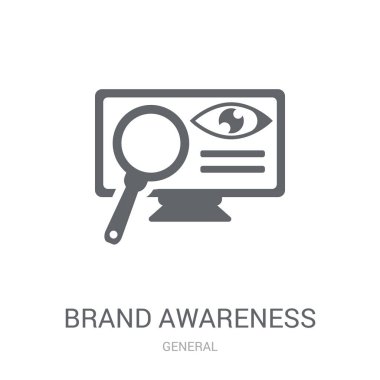 marka bilinci simgesi. Moda marka bilinci logo kavramı genel koleksiyonundan beyaz arka plan üzerinde. Web uygulamaları, mobil uygulamalar ve basılı medya kullanım için uygundur..
