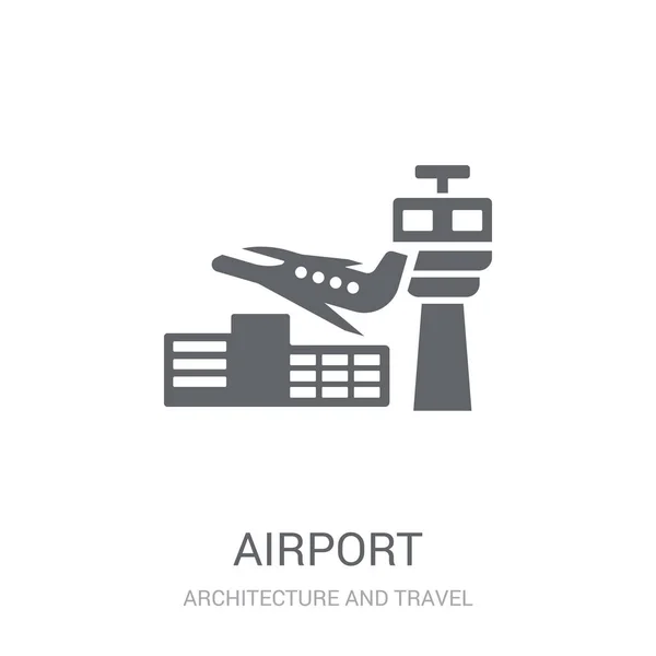 Ikonę Airport Koncepcja Logo Lotnisko Modny Białym Tle Kolekcji Architektury — Wektor stockowy