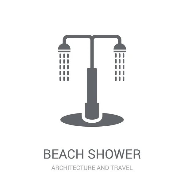 Plaża Prysznic Ikona Modnej Plaży Prysznic Koncepcja Logo Białym Tle — Wektor stockowy