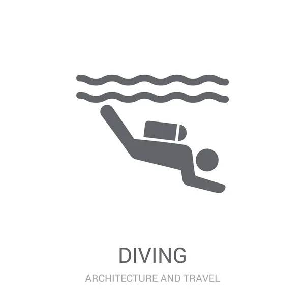 Icône Plongée Concept Logo Trendy Diving Sur Fond Blanc Collection — Image vectorielle