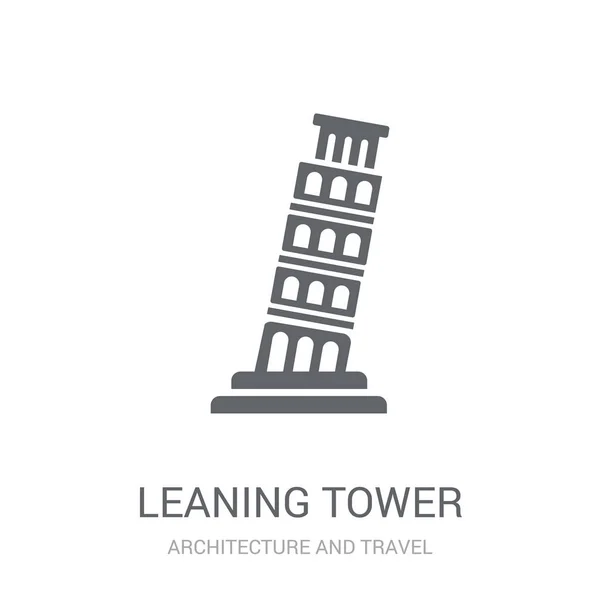 Torre Inclinada Pisa Icono Concepto Logotipo Trendy Leaning Tower Pisa — Vector de stock
