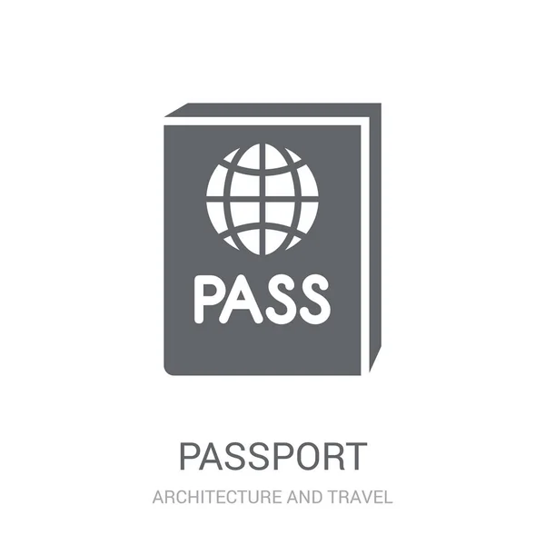 Ícone Passaporte Trendy Passport Logo Concept White Background Architecture Travel —  Vetores de Stock