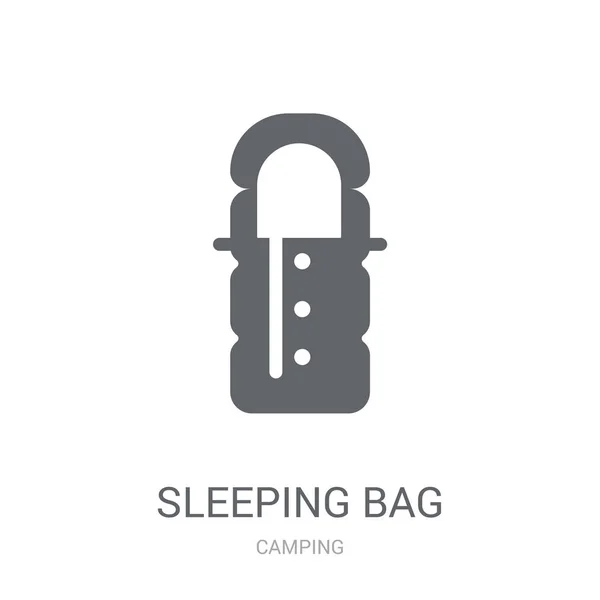 Pictograma Sacului Dormit Trendy Sleeping Bag Logo Concept Fundal Alb — Vector de stoc