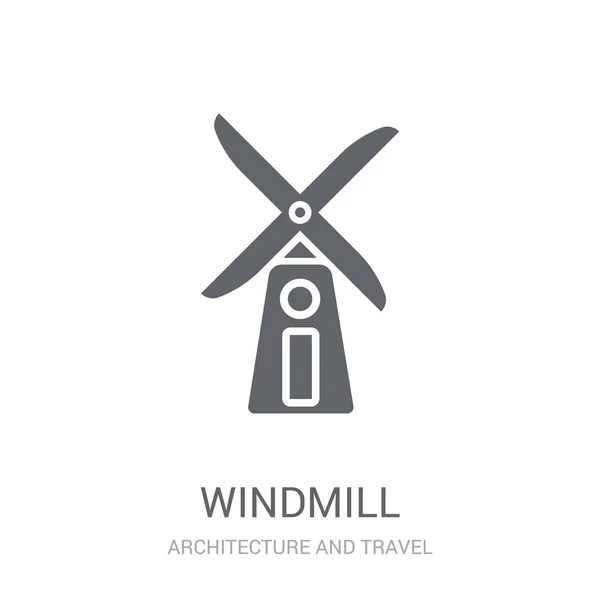 Icône Moulin Vent Concept Logo Windmill Tendance Sur Fond Blanc — Image vectorielle