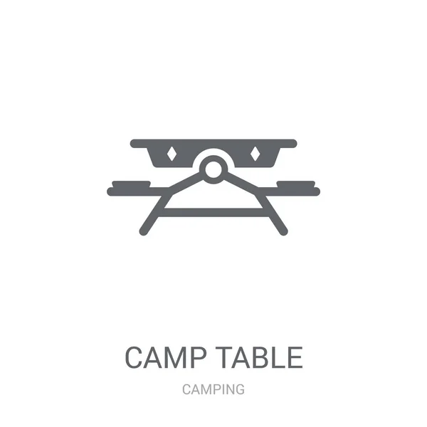 Icono Mesa Concepto Logotipo Mesa Moda Camp Sobre Fondo Blanco — Vector de stock