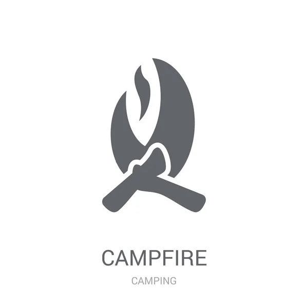 Icono Fogata Concepto Logotipo Moda Campfire Sobre Fondo Blanco Colección — Vector de stock