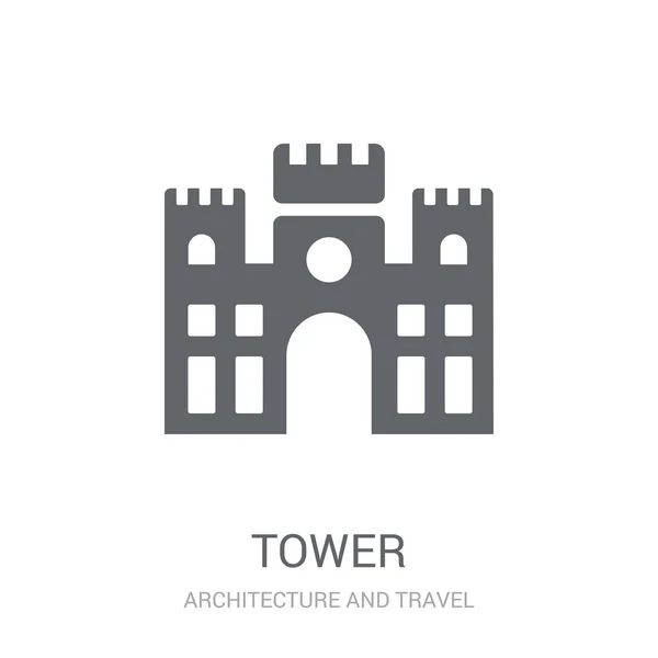 Ícone Torre Trendy Tower Logo Concept White Background Architecture Travel —  Vetores de Stock