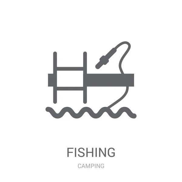 Icono Pesca Concepto Logotipo Pesca Moda Sobre Fondo Blanco Colección — Vector de stock
